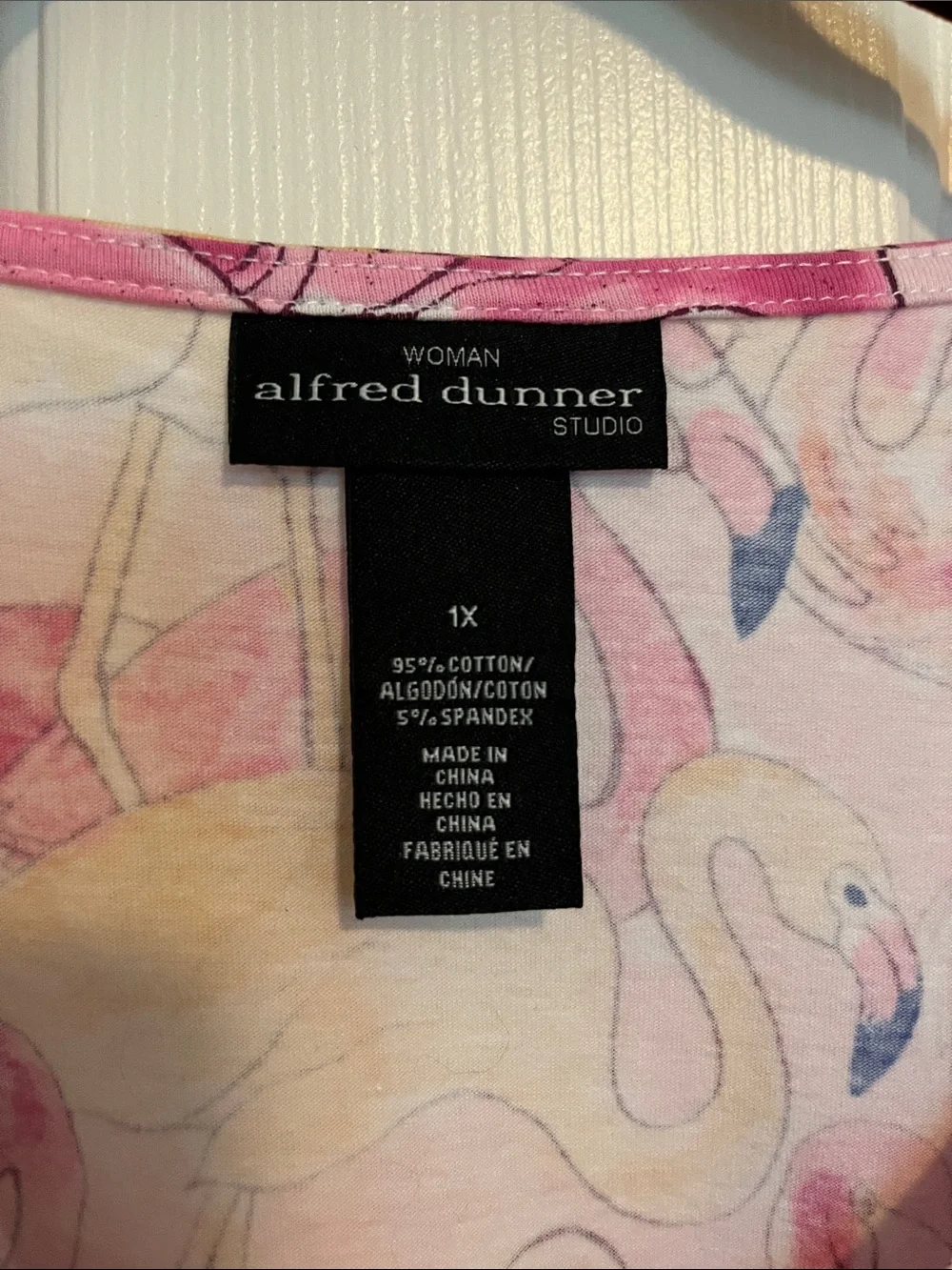 Alfred Dunner Pink Flamingo Shirt 1X NWT - Picture 2 of 5
